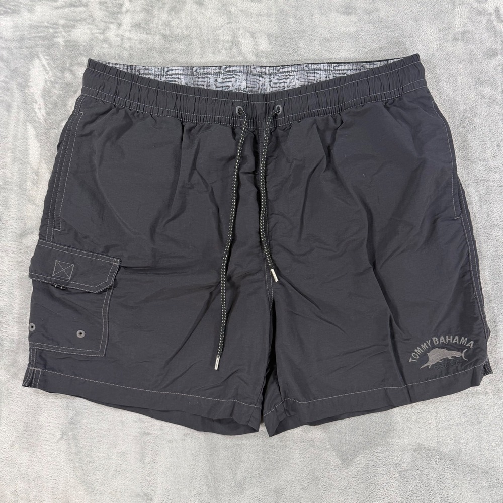 Tommy Bahama Relax Cargo Swim Trunks Mens Size L Gray Nylon Mesh Lined